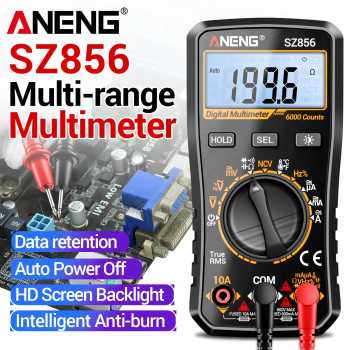 ANENG Digital Multimeter Voltage Tester Anti Burning NCV 6000 Count - Black