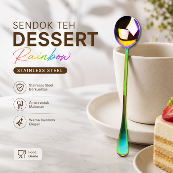 Gambar produk Asipartan Sendok Teh Dessert Rainbow Spoon Stainless Steel Bulat - A014