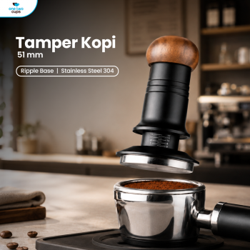 One Two Cups Tamper Kopi Barista Stainless Steel Threaded Bottom 51mm - JN - 25