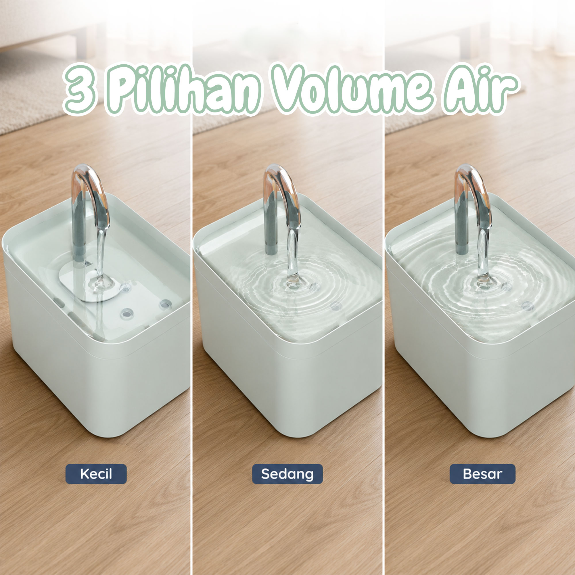 Gambar produk QinziPet Tempat Minum Hewan Elektrik Dispenser Cat Water Fountain 1.5L - PAT220V - 3