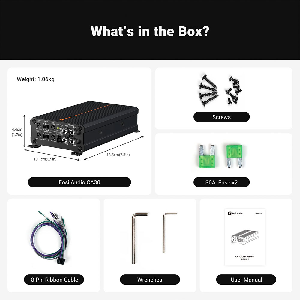 Fosi Audio Car Amplifier 4 Channel HiFi HPF LPF 100Wx4 IR4322 - CA30 Amplifier Gambar produk Fosi Audio Car Amplifier 4 Channel HiFi HPF LPF 100Wx4 IR4322 - CA30 Amplifier - 8