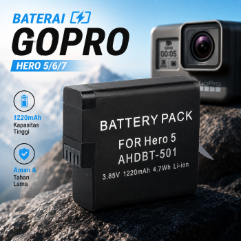 Gambar produk Taffware Battery Replacement 1220mAh for GoPro Hero 5/6/7 - AHDBT-501