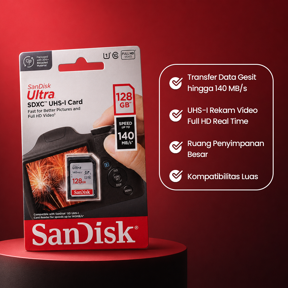Gambar produk SanDisk Ultra SDXC UHS-I Card Class 10 U1 140MB/s 128GB - SDSDUNB - 2