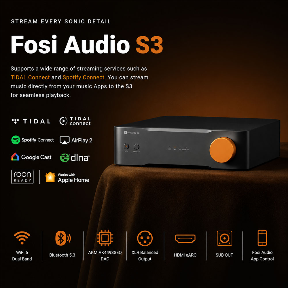Fosi Audio Balance HiFi Streamer Amlogic A113X WiFi 6 Bluetooth 5.3 - S3 Gambar produk Fosi Audio Balance HiFi Streamer Amlogic A113X WiFi 6 Bluetooth 5.3 - S3 - Utama