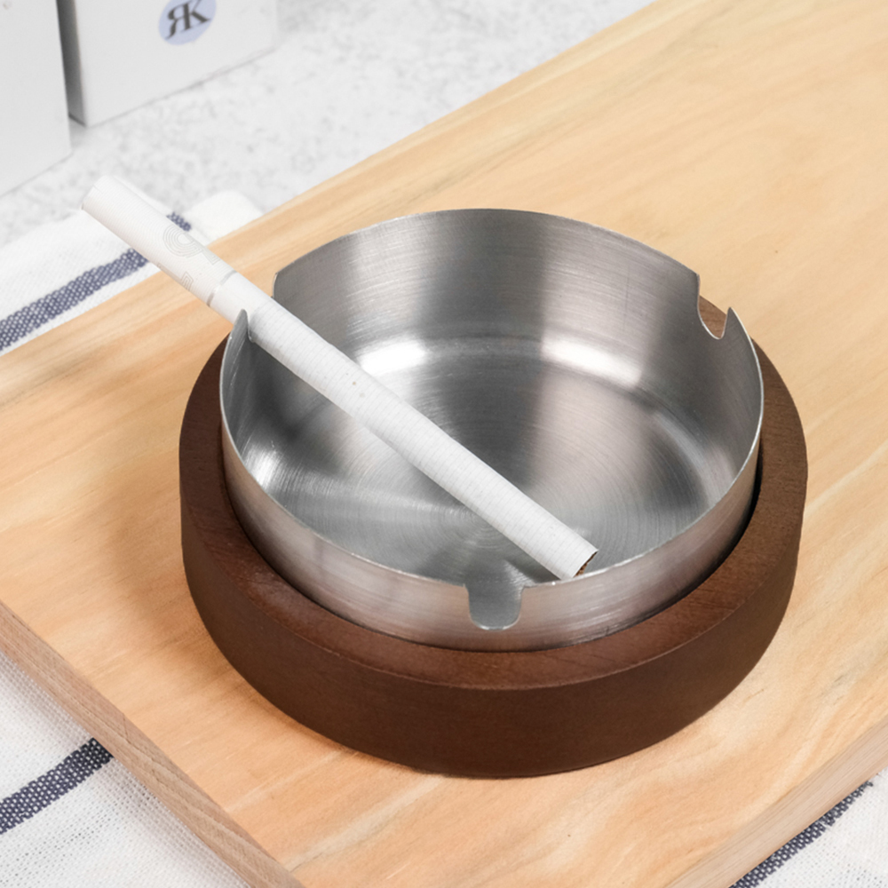 Firetric Asbak Rokok Wood Stainless Cigarette Ashtray with Lid - JL55 Gambar produk Firetric Asbak Rokok Wood Stainless Cigarette Ashtray with Lid - JL55 - 4