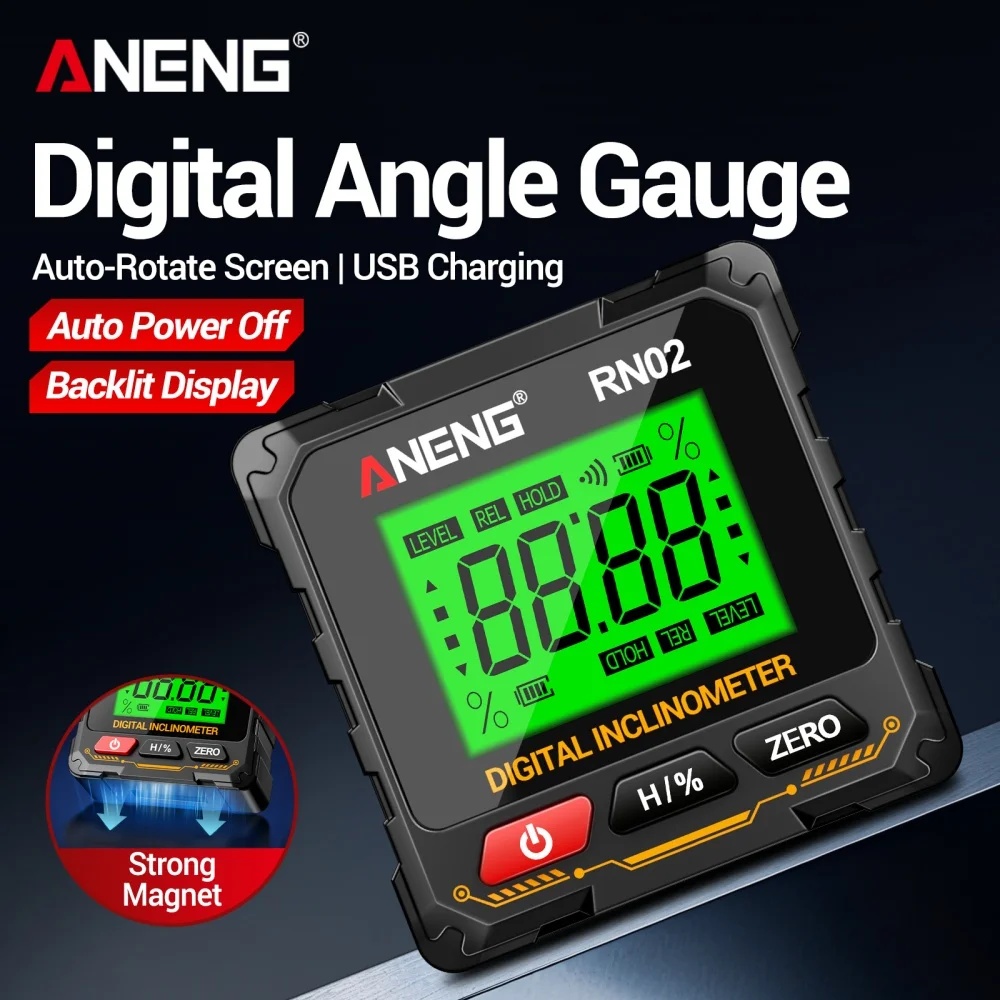 ANENG Inclinometer Digital Rechargeable Alat Ukur Kemiringan Magnetik - RN02 Gambar produk ANENG Inclinometer Digital Rechargeable Alat Ukur Kemiringan Magnetik - RN02 - Utama