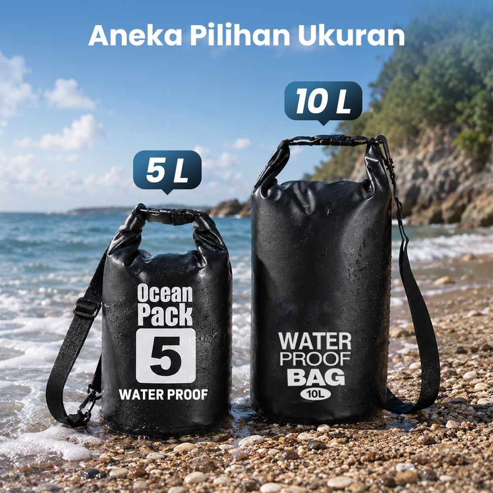 Dezlon Ocean Pack Dry Bag Waterproof Crossbody Tas Tahan Air Parasut 10L - INU142 Gambar produk Dezlon Ocean Pack Dry Bag Waterproof Crossbody Tas Tahan Air Parasut 10L - INU142 - 6