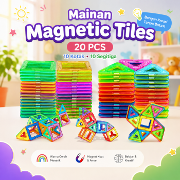LABOL Magnetic Tiles 20 PCS Mainan Magnet Block 10 Kotak 10 Segitiga - L-1020