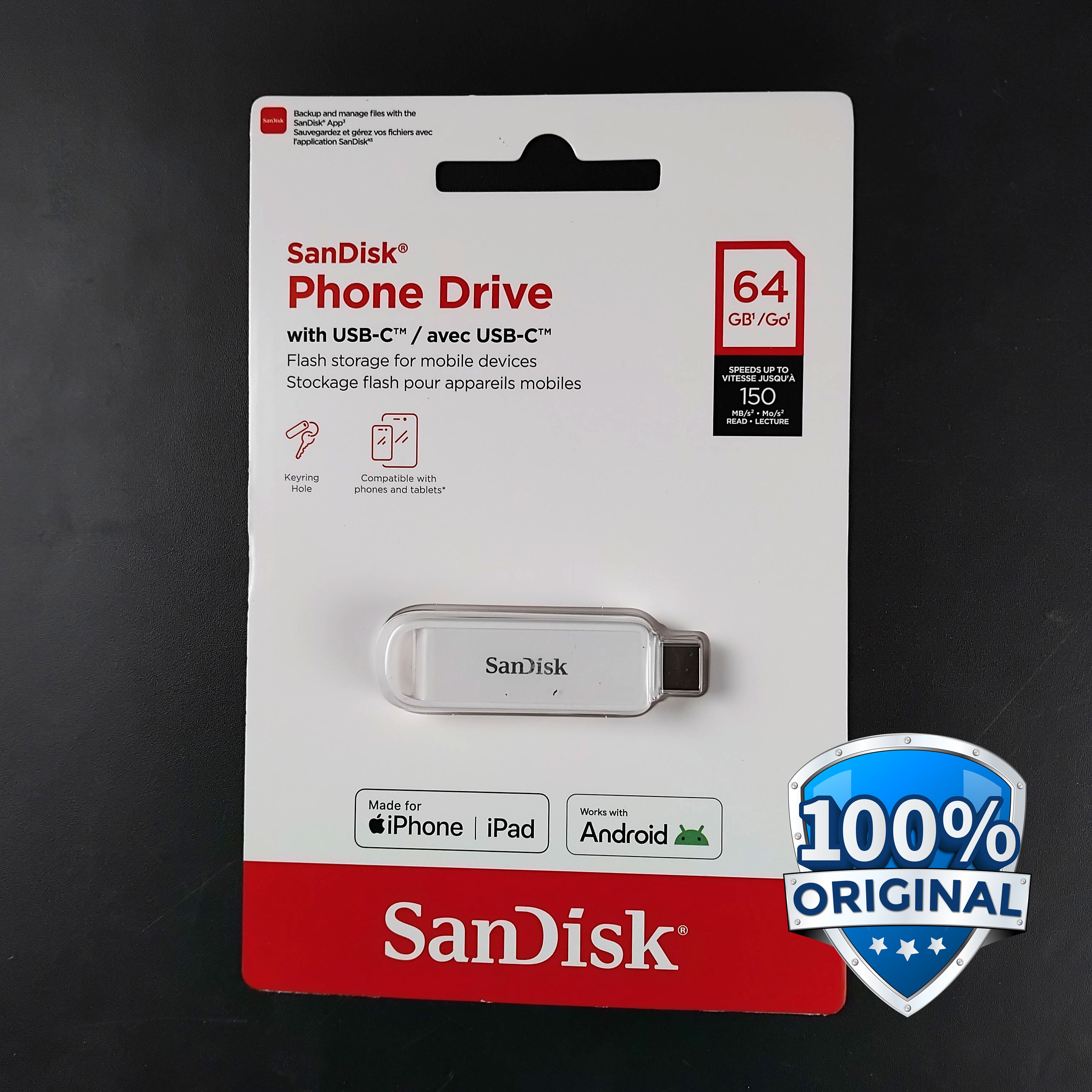 Gambar produk SanDisk Phone Drive USB Type-C 3.2 Gen 1 150MB/s 64GB - SDIXS0N - Utama