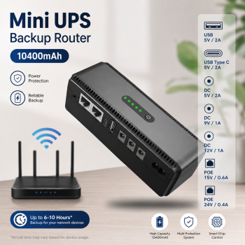 Gambar produk HKIVI Mini UPS Power Supply Backup Router Multiple Output 10400mAh - DCL-18W