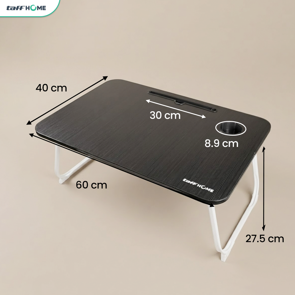 TaffHOME Meja Lipat Laptop Foldable Bed Table with Drawer Cup Holder 60x40cm - BC67 Gambar produk TaffHOME Meja Lipat Laptop Foldable Bed Table with Drawer Cup Holder 60x40cm - BC67 - 8