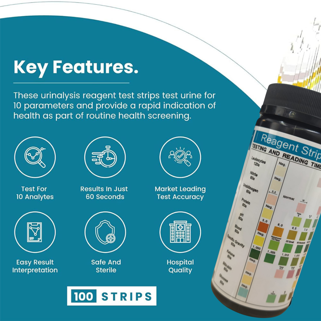 FRC Test Strip Urine Urinalysis 10 Parameter Cek Keto Gula 100 PCS - URS-10T Gambar produk FRC Test Strip Urine Urinalysis 10 Parameter Cek Keto Gula 100 PCS - URS-10T - 3