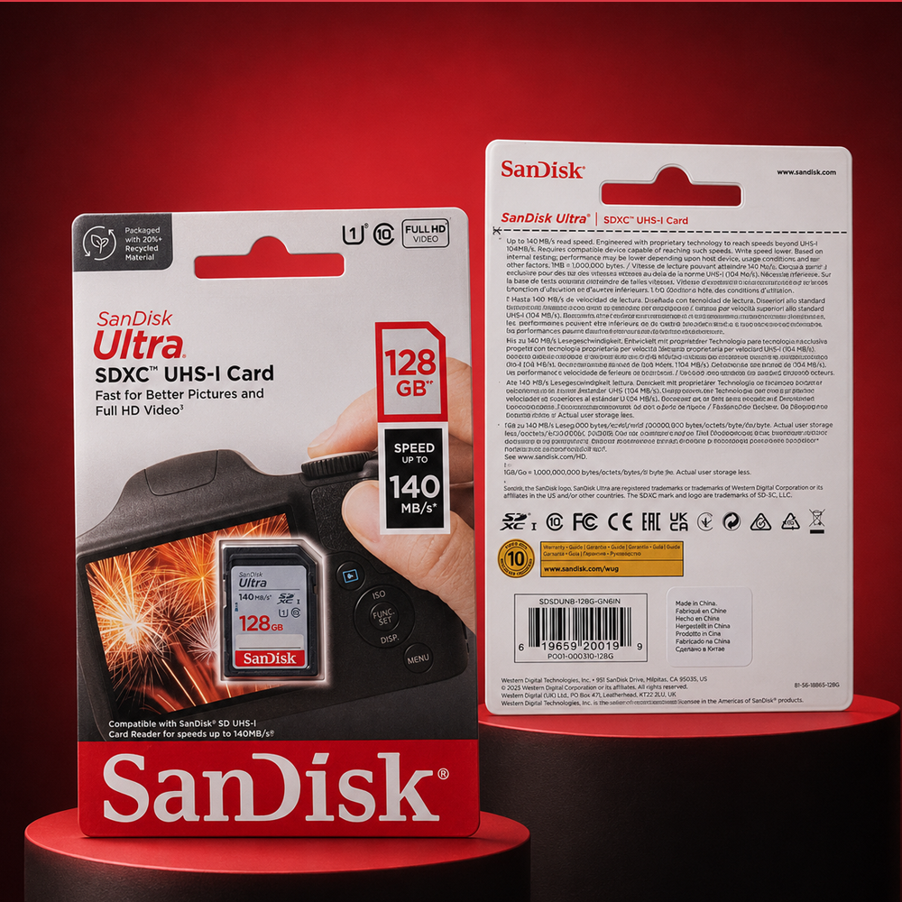 Gambar produk SanDisk Ultra SDXC UHS-I Card Class 10 U1 140MB/s 128GB - SDSDUNB - Kemasan