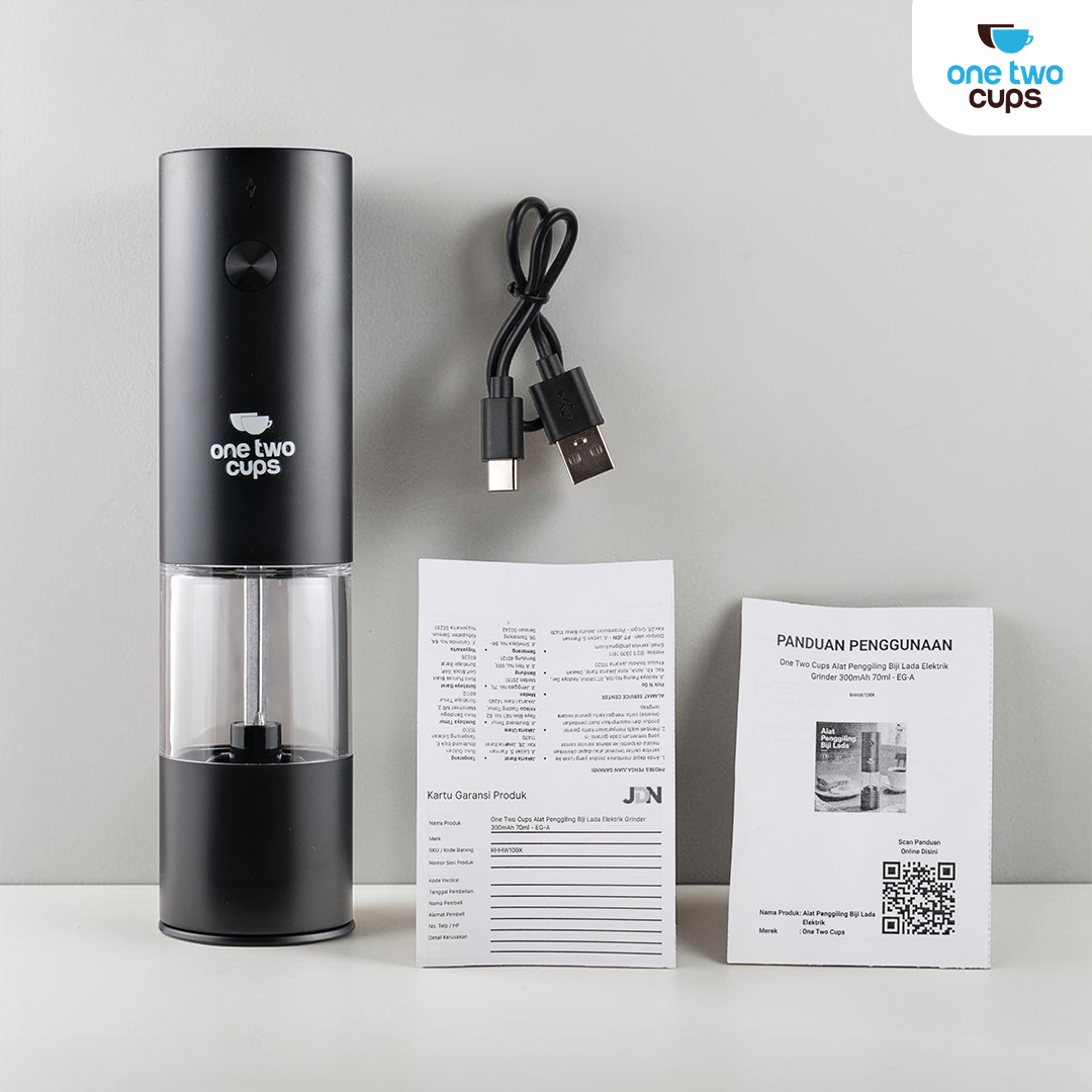 One Two Cups Alat Penggiling Biji Lada Elektrik Grinder 300mAh 70ml - EG-A Gambar produk One Two Cups Alat Penggiling Biji Lada Elektrik Grinder 300mAh 70ml - EG-A - 8