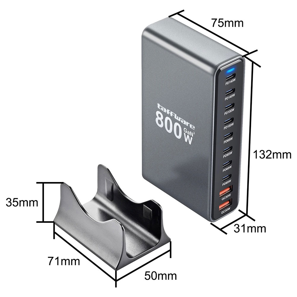 Gambar produk Taffware Charger Station Fast Charging USB Type C GaN3 10 Port 800W - YMX-800W - 7