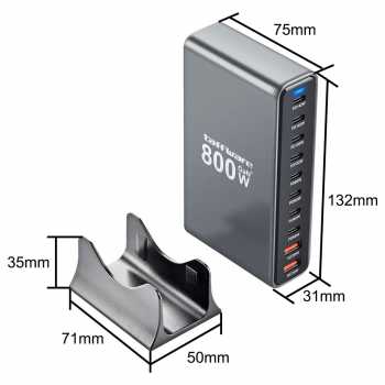 Gambar produk Taffware Charger Station Fast Charging USB Type C GaN3 10 Port 800W - YMX-800W - 7