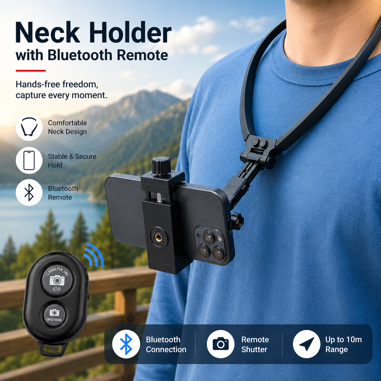 VAMSON Neck Holder Mount Bluetooth Remote Kalung Leher GoPro - VP446 Gambar produk VAMSON Neck Holder Mount Bluetooth Remote Kalung Leher GoPro - VP446 - Utama