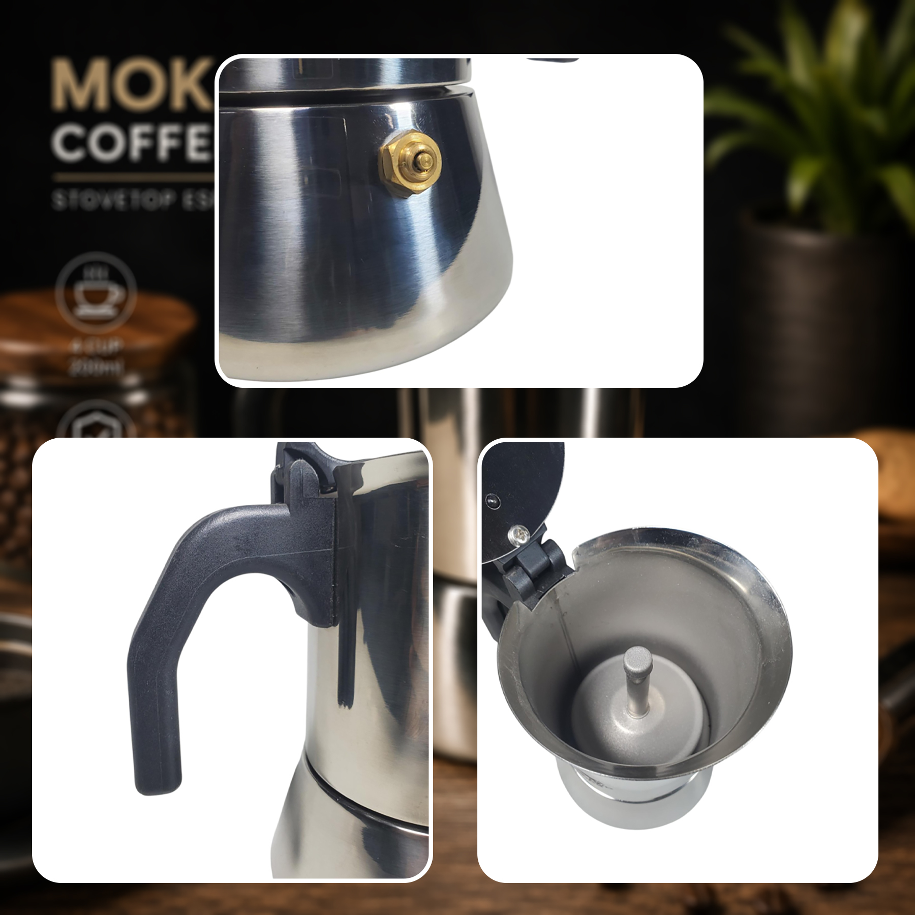 Gambar produk One Two Cups Moka Pot Teko Kopi Espresso Coffee Maker Stovetop 4 Cup 200ml - Z65 - 1