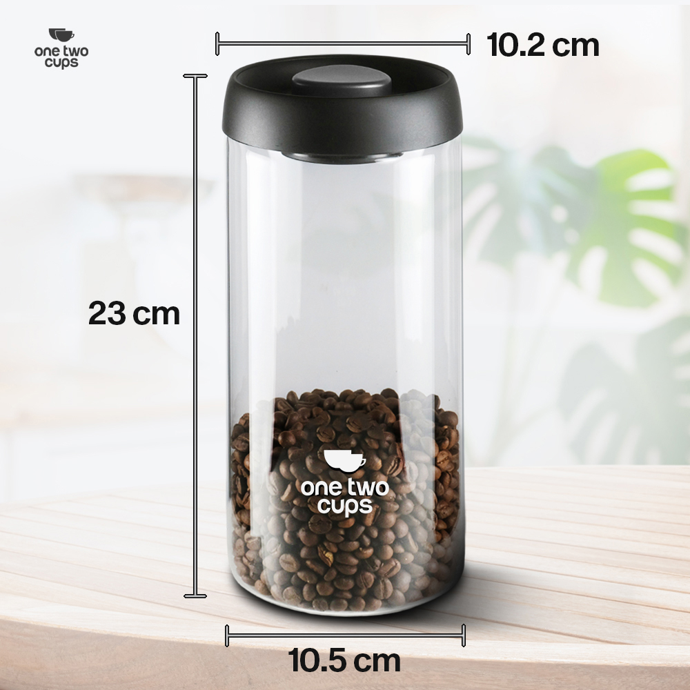 Gambar produk One Two Cups Toples Kaca Penyimpanan Biji Kopi Vacuum Sealed Lid 1.8L - SE41 - 5