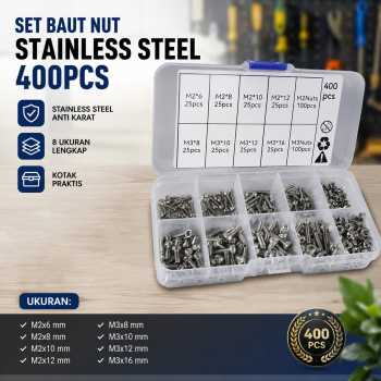Taffware Baut Set Screw Bolt Nuts Hexagon Stainless Steel M2 M3 400PCS - DIN912