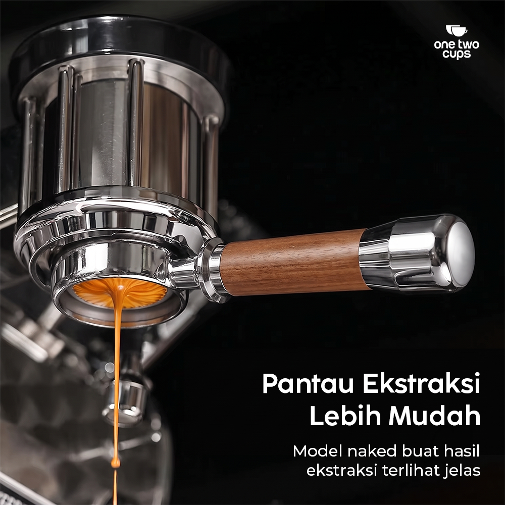 Gambar produk One Two Cups Portafilter Bottomless Naked Detachable Stainless 51mm - NP55 - 1