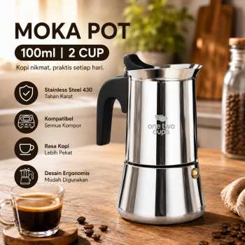 One Two Cups Moka Pot Teko Kopi Espresso Coffee Maker Stovetop - Z70