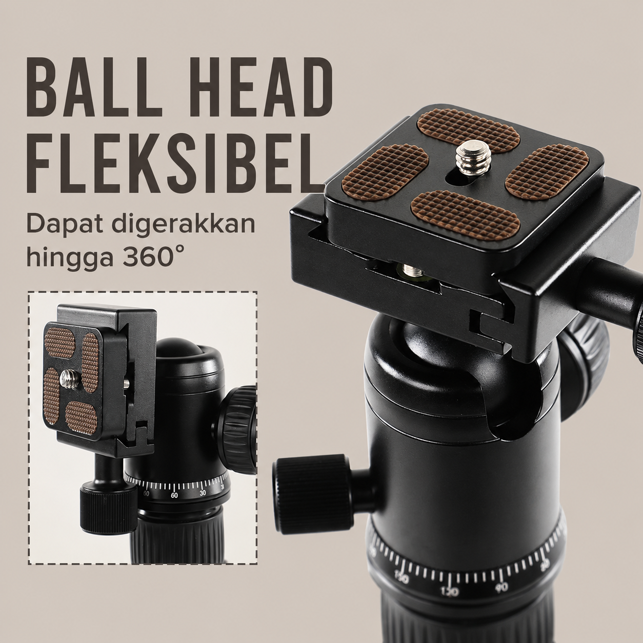 XILETU Tripod Mini Kamera Portable Quick Release 1/4 Monopod 54cm - FM5S-MINI Gambar produk XILETU Tripod Mini Kamera Portable Quick Release 1/4 Monopod 54cm - FM5S-MINI - 3