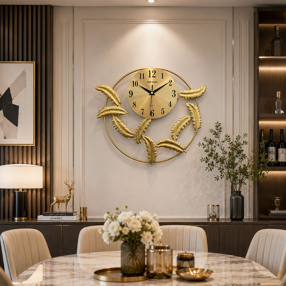 TaffHOME Jam Dinding Quartz Luxury Feather European Style 31cm - 25054 Gambar produk TaffHOME Jam Dinding Quartz Luxury Feather European Style 31cm - 25054 - 4