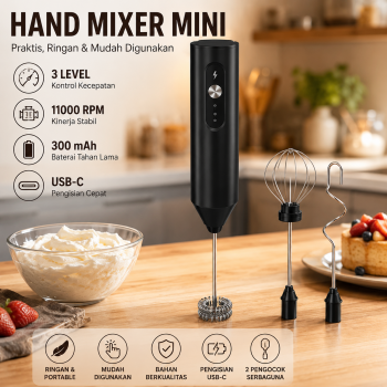 CLITON Hand Mixer Mini Pengocok Milk Frother USB Charge 300mAh - EF-B-SET