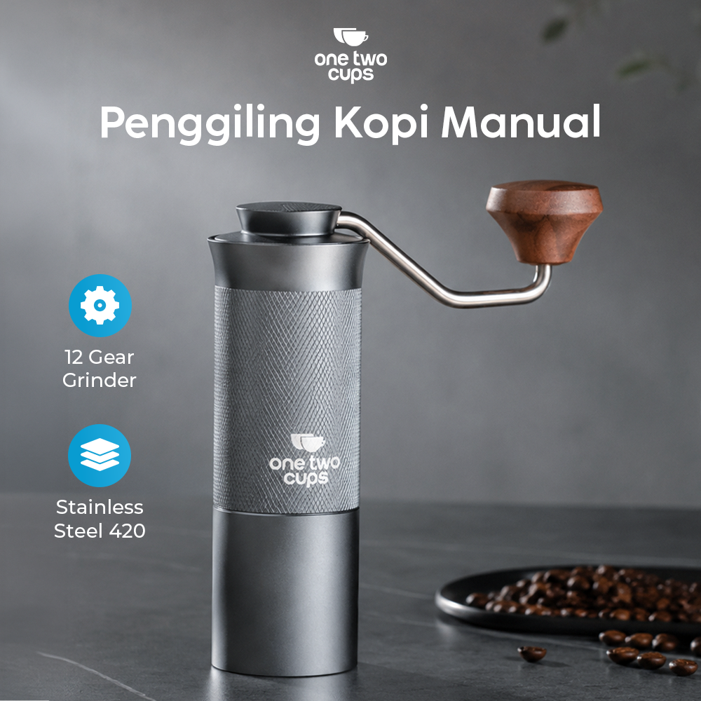 One Two Cups Penggiling Kopi Manual Coffee Grinder Stainless 420 - X1 Gambar produk One Two Cups Penggiling Kopi Manual Coffee Grinder Stainless 420 - X1 - Utama