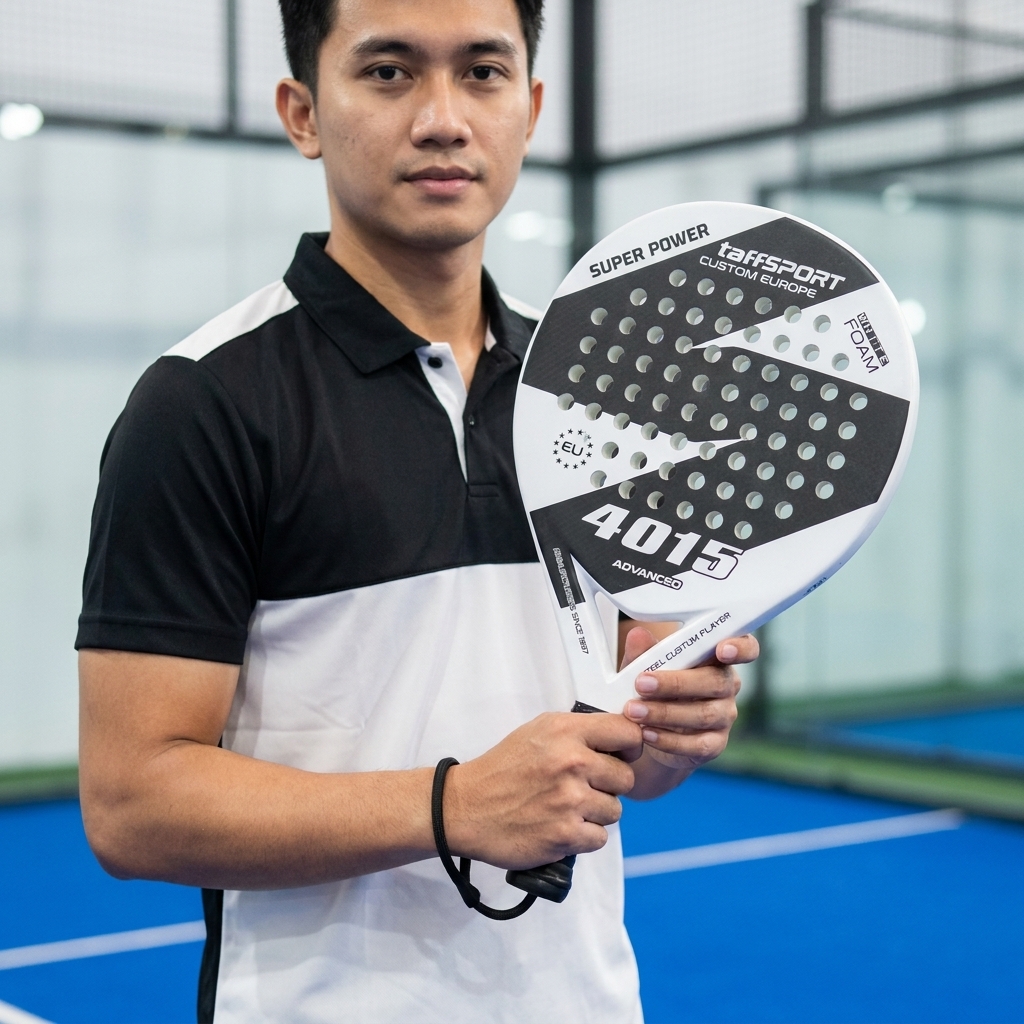 Gambar produk TaffSPORT Raket Padel Round Carbon Glass Fiber 3.8cm Thickness 360g - 4015 - 4