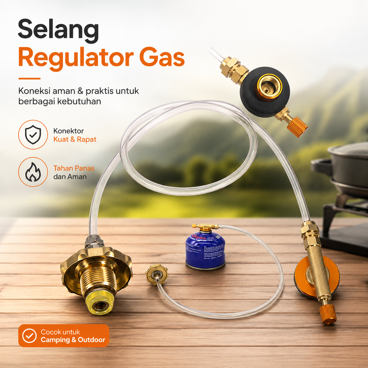 YINGTOUMAN Selang Regulator Gas Kaleng Butane Propane Hi Cook Outdoor - YTM-77 Gambar produk YINGTOUMAN Selang Regulator Gas Kaleng Butane Propane Hi Cook Outdoor - YTM-77 - Utama