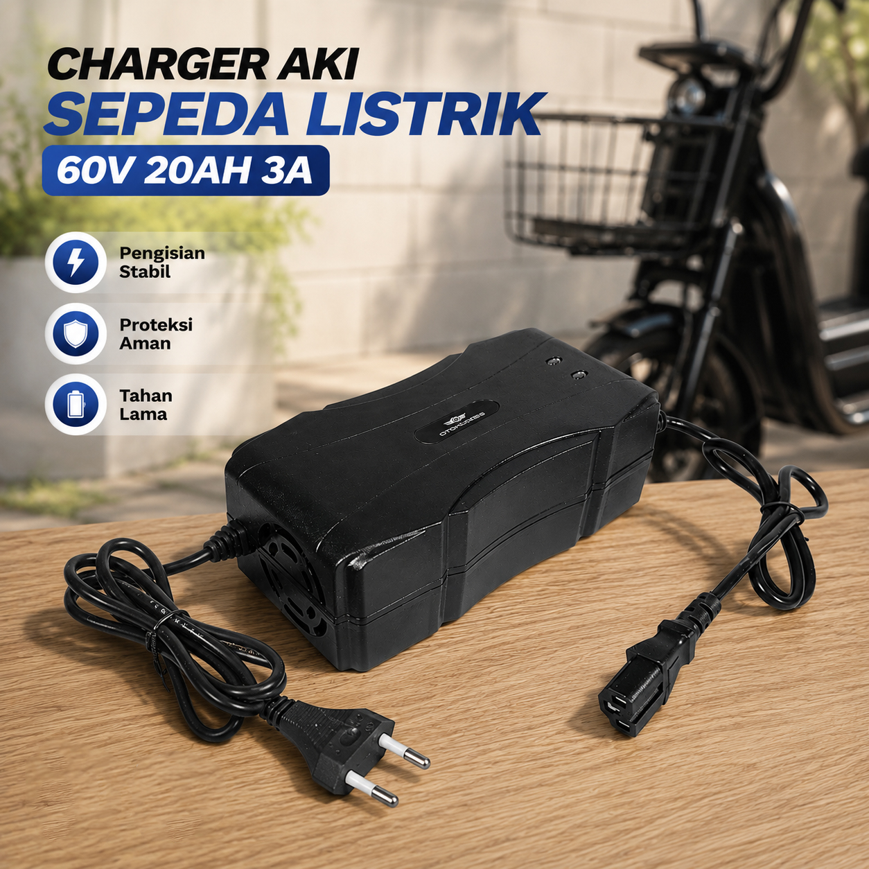 Gambar produk OTOHEROES Charger Aki Sepeda Listrik Battery Charger 60V 20AH 3A - BEI60 - Utama