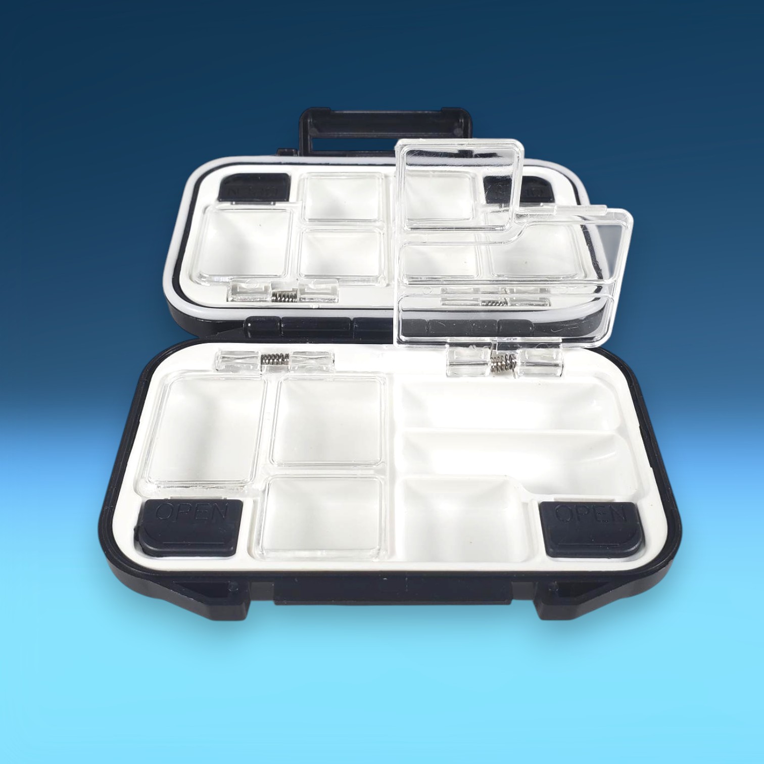 TaffSPORT Kotak Perkakas Kail Pancing Waterproof Tackle Box 12 Grid - MCC01 Gambar produk TaffSPORT Kotak Perkakas Kail Pancing Waterproof Tackle Box 12 Grid - MCC01 - 2
