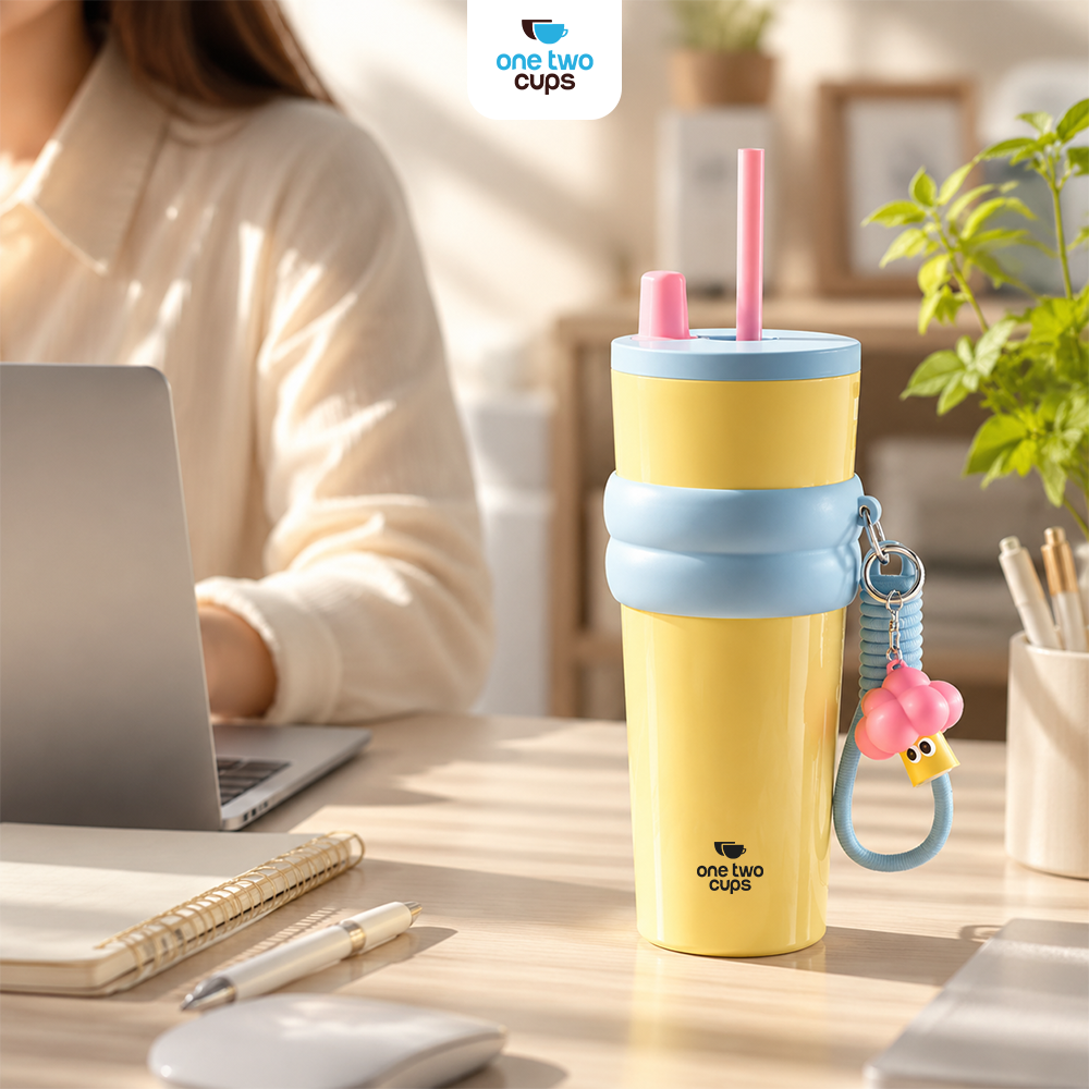 One Two Cups Botol Minum Tumbler Air Panas Dingin with Straw 710ml - YS-9000 Gambar produk One Two Cups Botol Minum Tumbler Air Panas Dingin with Straw 710ml - YS-9000 - 7