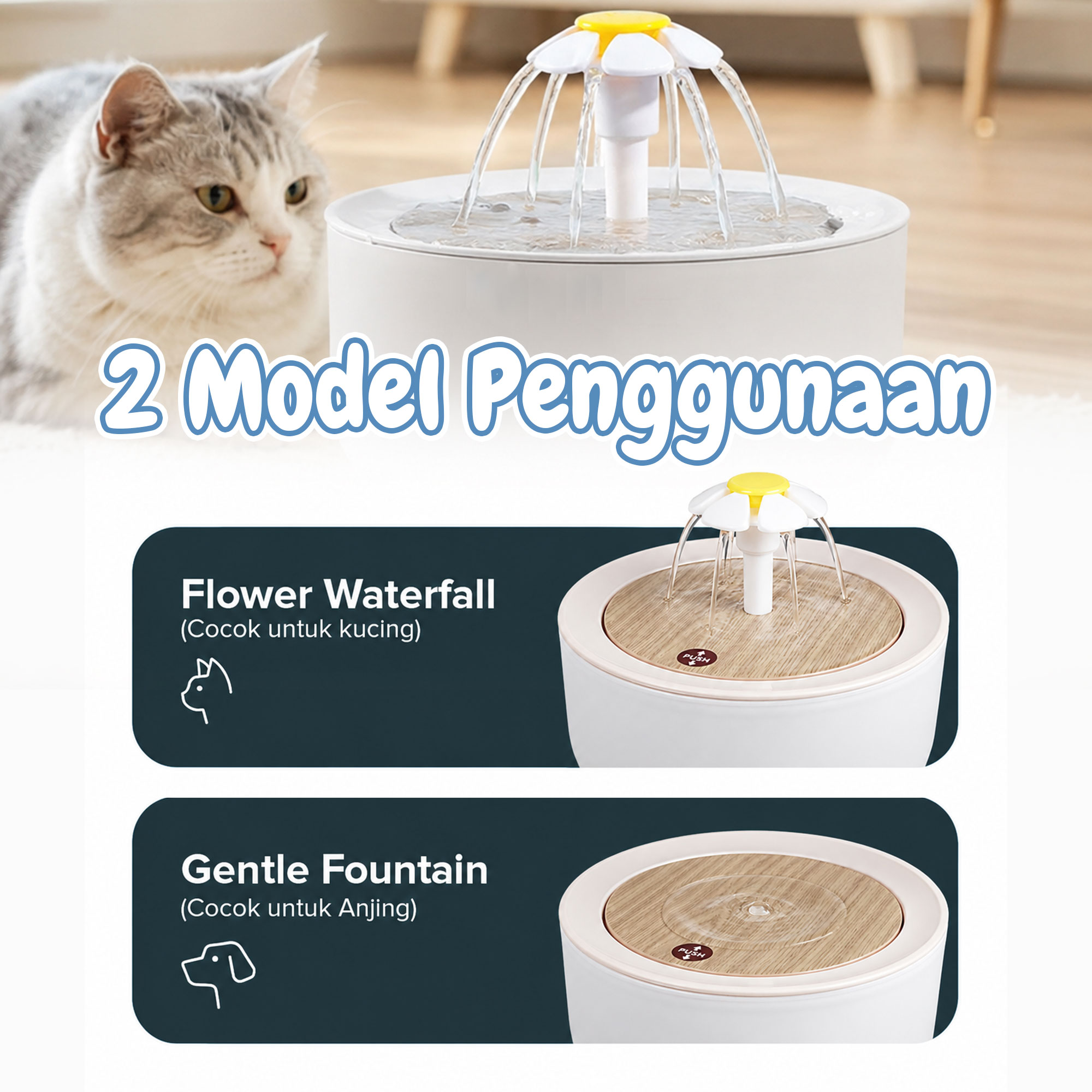 Gambar produk FEIDASH Tempat Minum Anjing Kucing Fountain Dispenser 2L - G3370 - 4