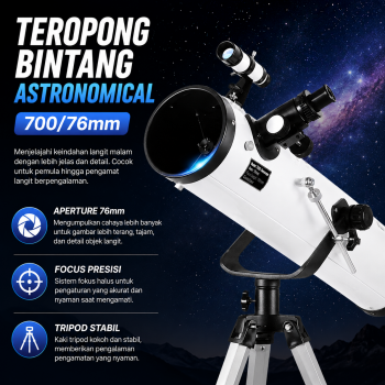 Eyebre Teropong Bintang Astronomical Telescope Reflector 700/76mm - F70076