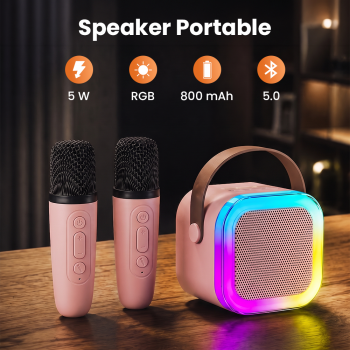 MEODY Speaker Bluetooth Karaoke Portable with 2 Microphone 5W 800mAh - K12