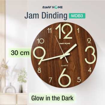 Gambar produk TaffHOME Jam Dinding Bulat Quartz Luminous Glow in The Dark 30cm MDB3