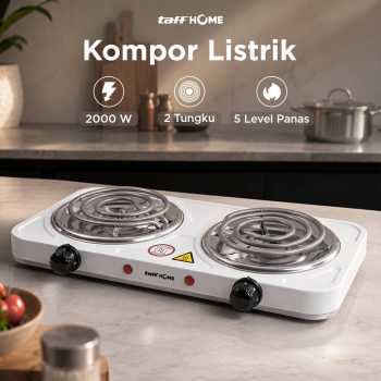TaffHOME Kompor Listrik 2 Tungku Portable 5 Gear Coil Hot Plate 2000W - C2-2000-20