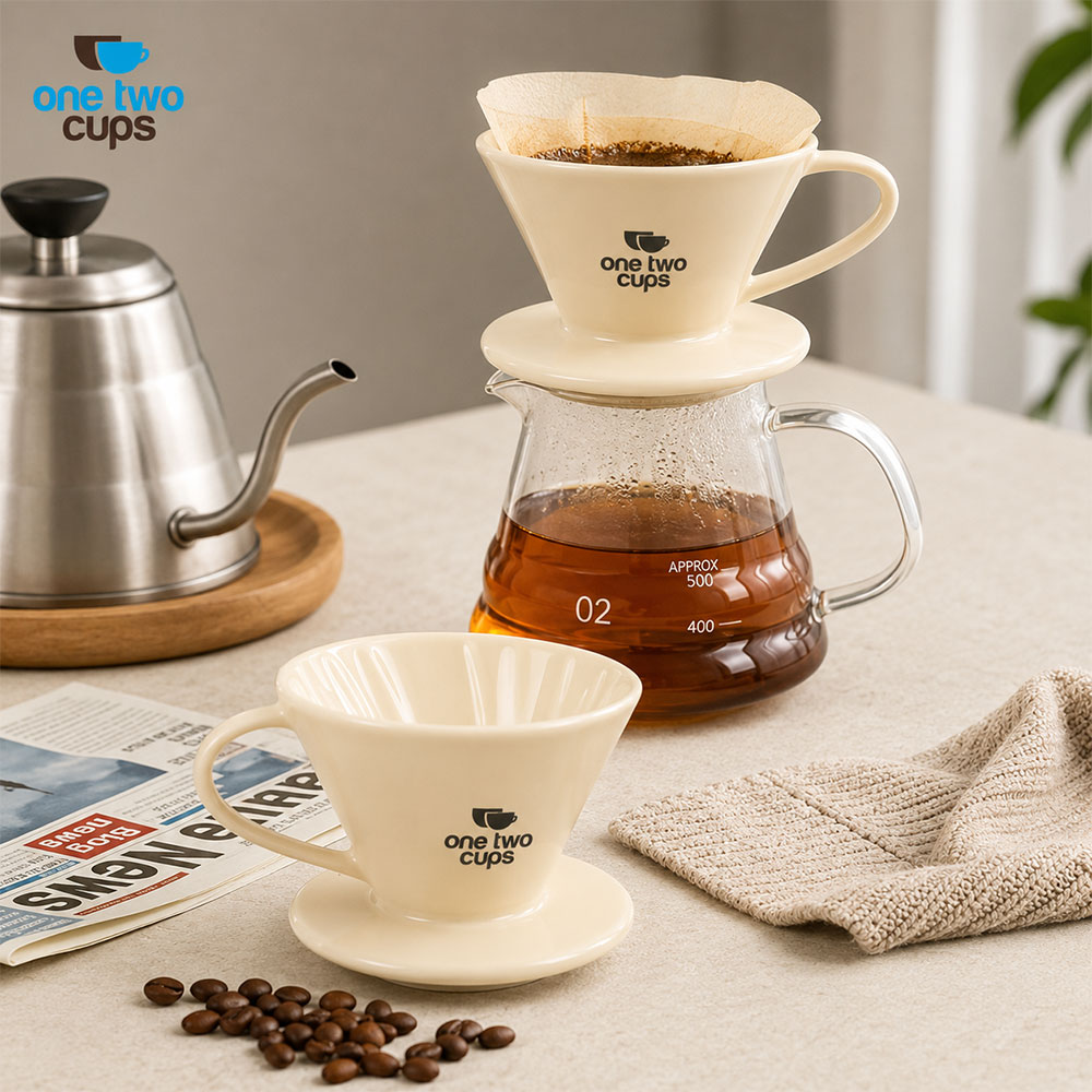 Gambar produk One Two Cups V60 Coffee Dripper Alat Seduh Kopi Manual Brew Keramik 1-4 Cups - ZM-639 - 5