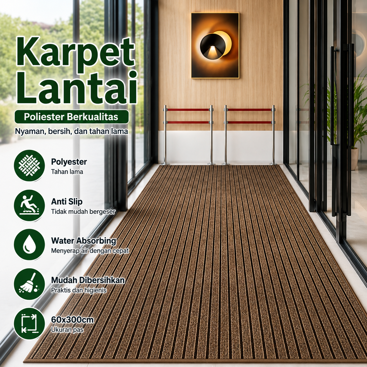 DATOPER Karpet Lantai Anti Slip Water Absorbing Floor Mat 60x300cm - BQ100 Gambar produk DATOPER Karpet Lantai Anti Slip Water Absorbing Floor Mat 60x300cm - BQ100 - Utama