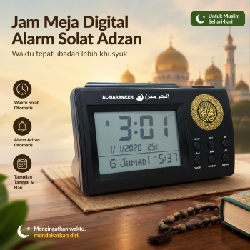 AL-HARAMEEN Jam Meja Digital Alarm Solat Adzan Muslim Prayer Clock - HA-3006