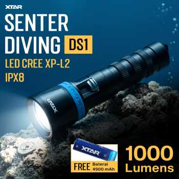 XTAR Senter Selam Diving LED CREE XP L2 Waterproof IPX8 1000 Lumens - DS1