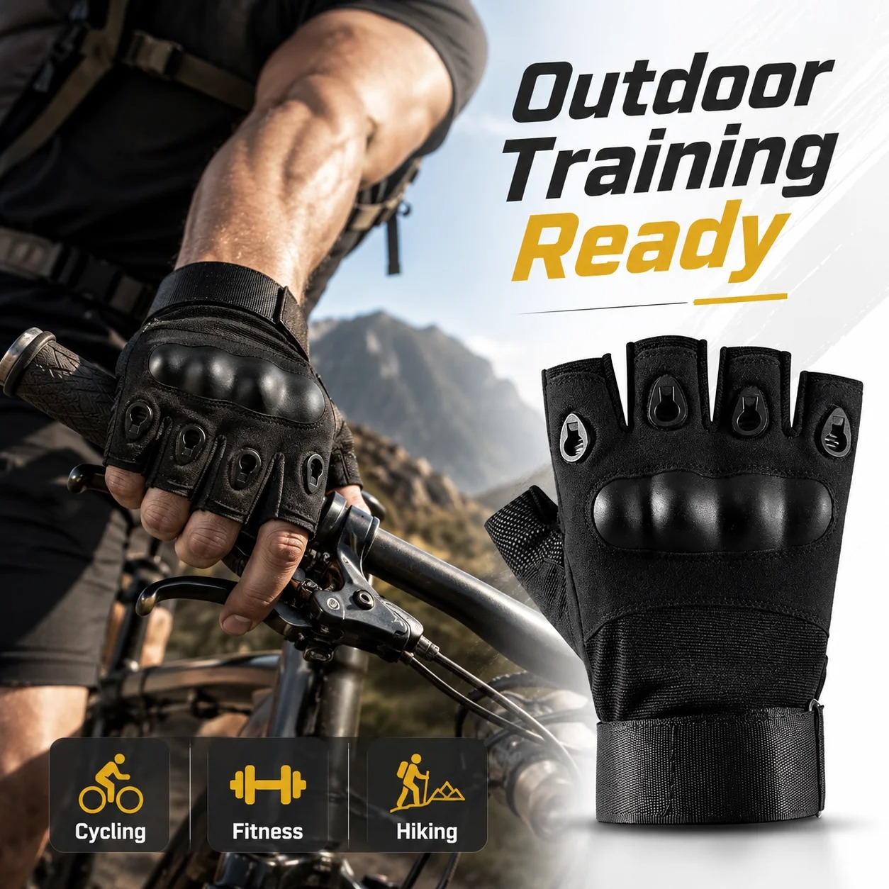 Black Eagle Sarung Tangan Tactical Gloves Fingerless Size L - A1 Gambar produk Black Eagle Sarung Tangan Tactical Gloves Fingerless Size L - A1 - 3