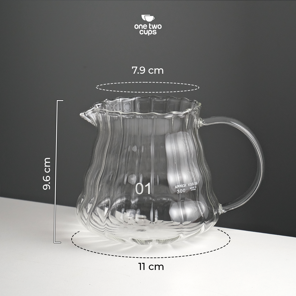 One Two Cups Teko Kopi Coffee Server V60 Drip Pour Over Kaca 360ml - XGS-36/60 Gambar produk One Two Cups Teko Kopi Coffee Server V60 Drip Pour Over Kaca 360ml - XGS-36/60 - 8