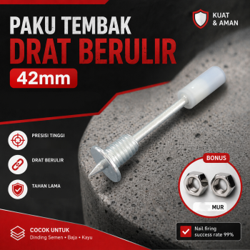 Taffware Paku Tembak Beton Ramset Drat Threaded Nail with Nut 100PCS - YQ-300