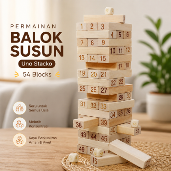 Gambar produk Toddi Permainan Balok Susun Uno Stacko Fun Party Game 54 Blocks - A138