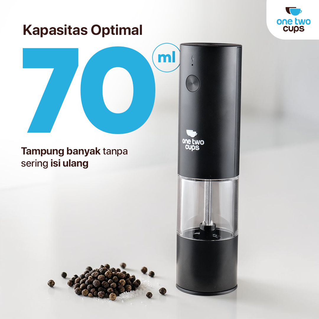 One Two Cups Alat Penggiling Biji Lada Elektrik Grinder 300mAh 70ml - EG-A Gambar produk One Two Cups Alat Penggiling Biji Lada Elektrik Grinder 300mAh 70ml - EG-A - 6