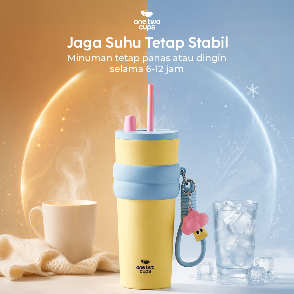 One Two Cups Botol Minum Tumbler Air Panas Dingin with Straw 710ml - YS-9000 Gambar produk One Two Cups Botol Minum Tumbler Air Panas Dingin with Straw 710ml - YS-9000 - 2